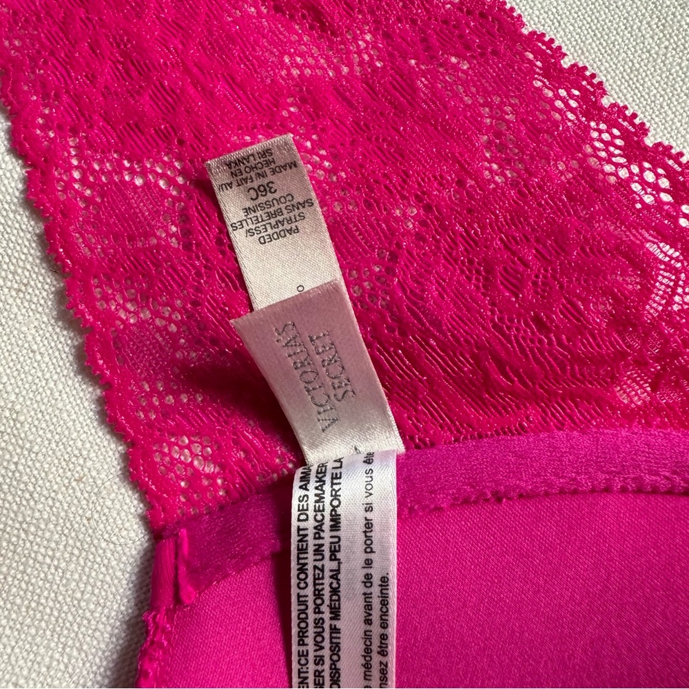 Victoria's Secret Hot Pink Push-up Strapless Bra 36 C 💖 - Picture 7 of 9